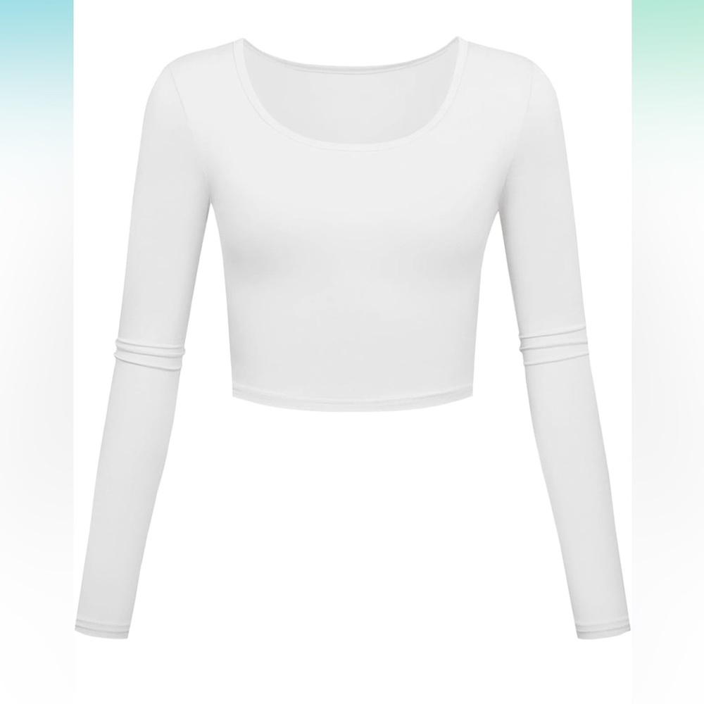 Lightweight crop top workout base layer slim fit long sleeve basic